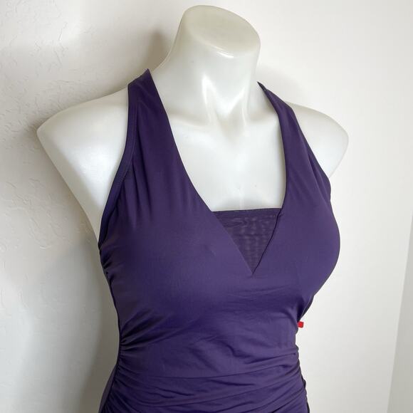 Lands’ End Slimming One Piece Swimsuit Purple Womens Medium Tummy Flattering - Picture 6 of 7